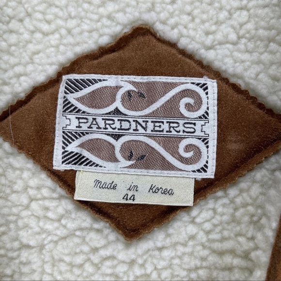 Vtg Pardners Western Suede Leather Vest Sz 44 Sherpa Lined Ranch Chore Minty EUC - Picture 9 of 10